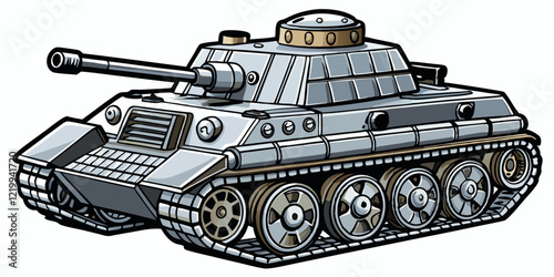 tank isolated black outline vector illustration, white background