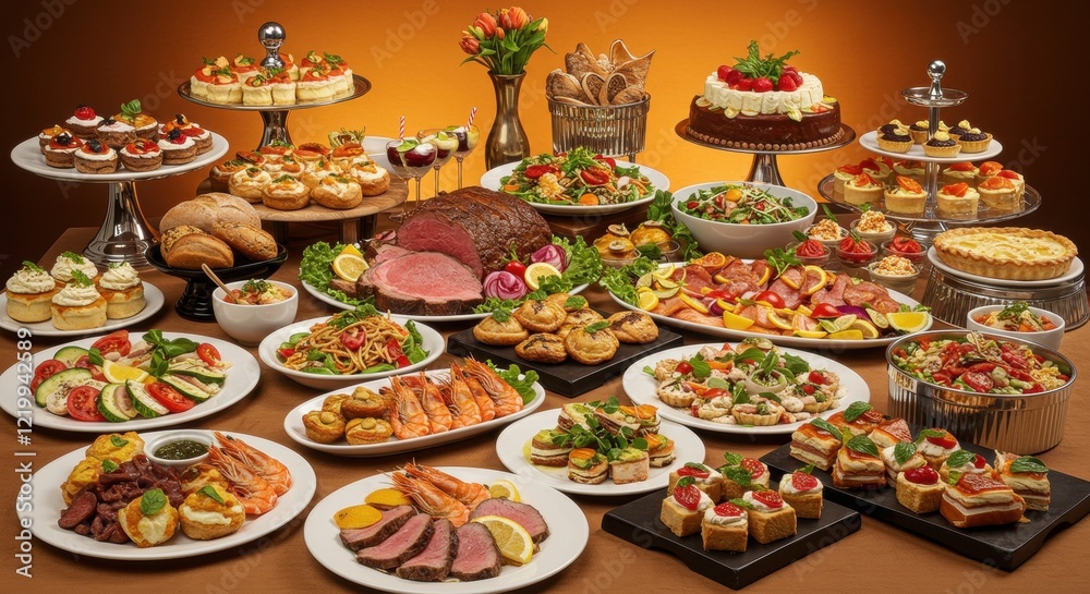 Naklejka premium Delicious Buffet Food Catering Platters for Parties