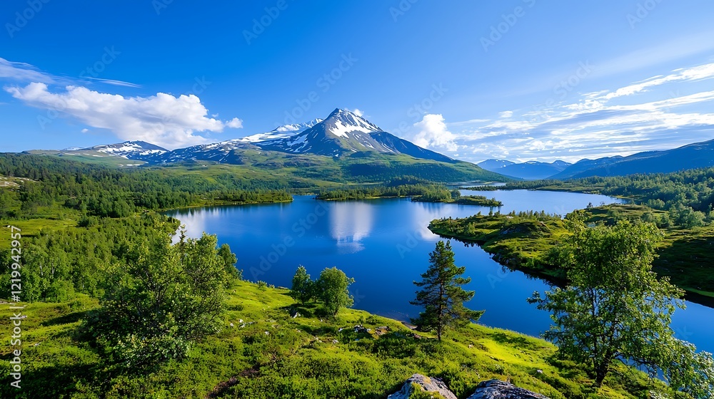 Serene Mountain Lake with Stunning Alpine Scenery