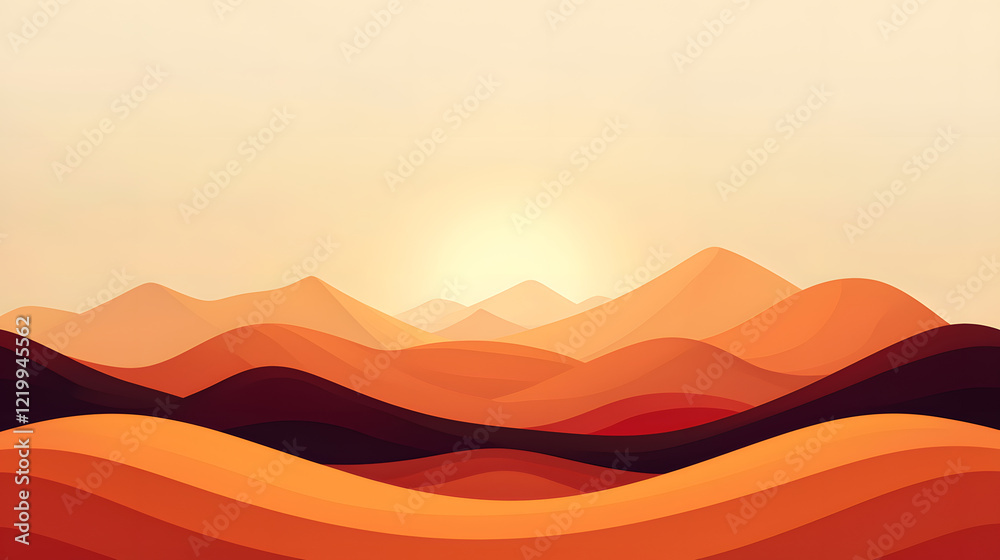Sunset over rolling sand dunes desert landscape digital artwork warm tones serene viewpoint nature concept Sunset over rolling sand dunes desert landscape digital artwork warm tones serene viewpoint nature concept