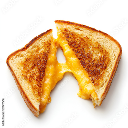 Gooey grilled cheese sandwich, split open to reveal melted cheese. Perfect comfort food!