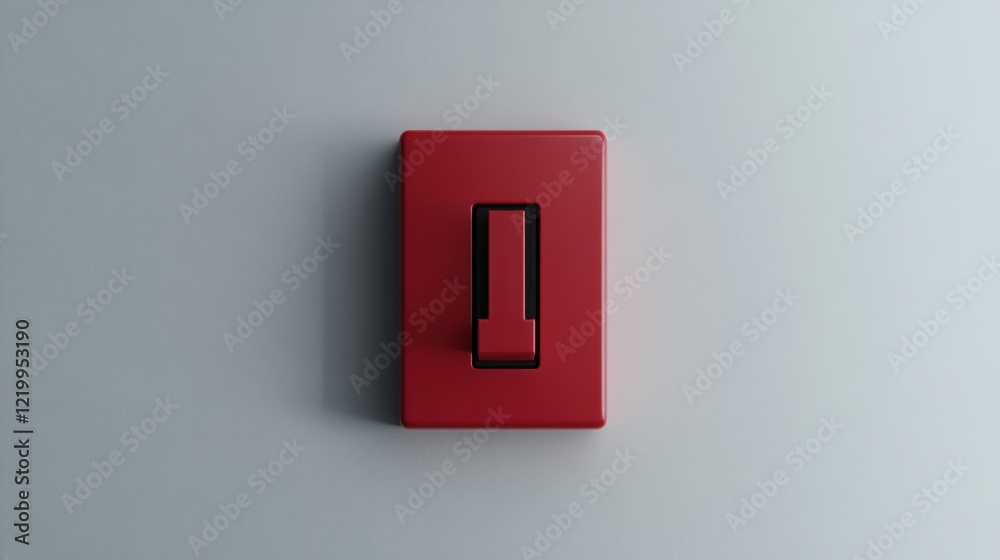 Red Toggle Switch on a Grey Wall: A Minimalist Image Red Toggle Switch on a Grey Wall: A Minimalist Image