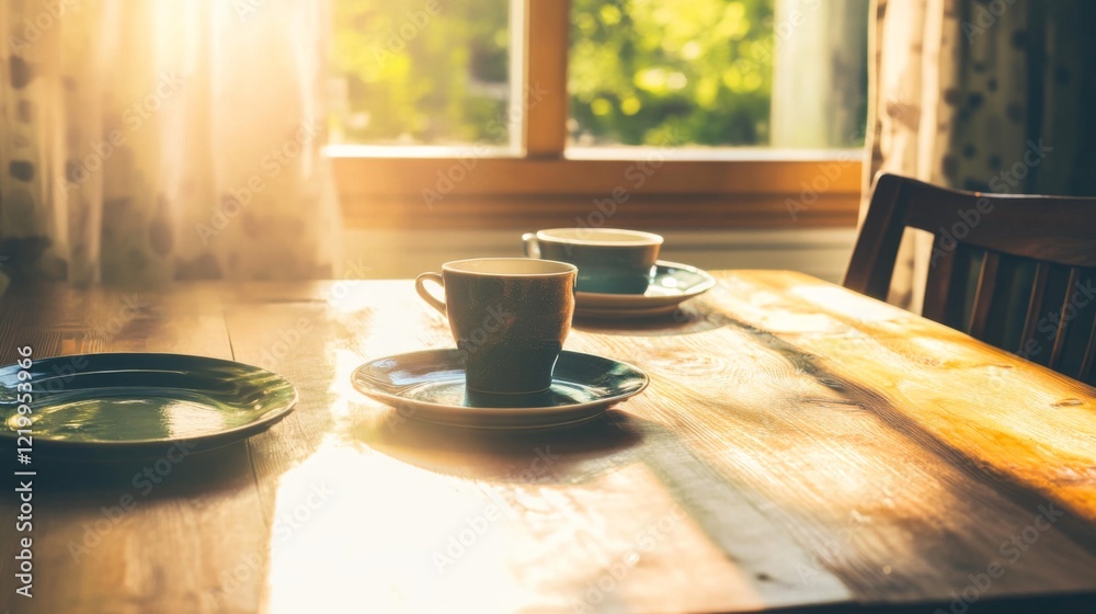 Empty dinner table with scattered plates and tense atmosphere, symbolizing unresolved family conflicts or emotional distance in a domestic setting. Empty dinner table with scattered plates and tense atmosphere, symbolizing unresolved family conflicts or emotional distance in a domestic setting.
