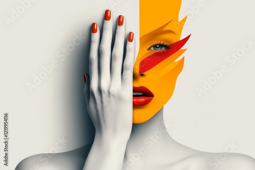 A flat design of a face partially covered by a hand, with muted, earthy tones to evoke feelings of embarrassment and vulnerability