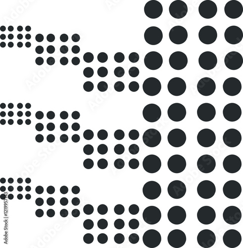 Composition in the form of dots and circles of different sizes.
