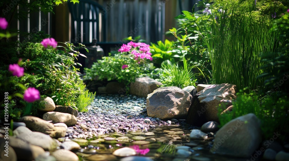 Serene Garden Pathway with Natural Textures