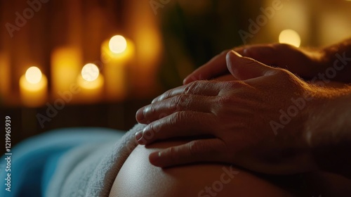 Prenatal massage gentle touch, candlelit spa