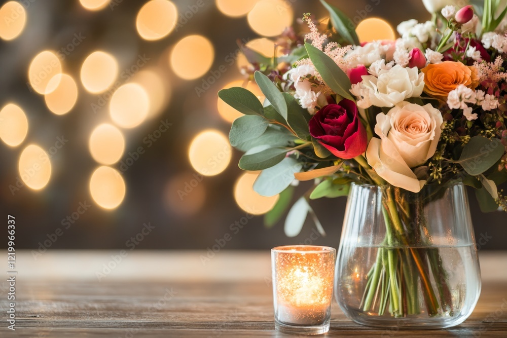 A table set for a special event, adorned with elegant floral arrangements, candles, and perfectly folded napkins A table set for a special event, adorned with elegant floral arrangements, candles, and perfectly folded napkins