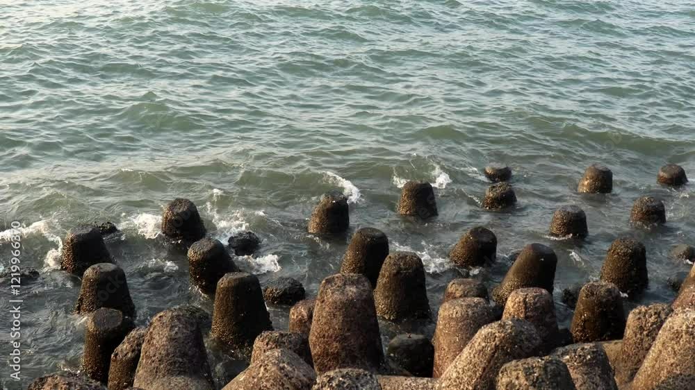 waves crashing on the rocks