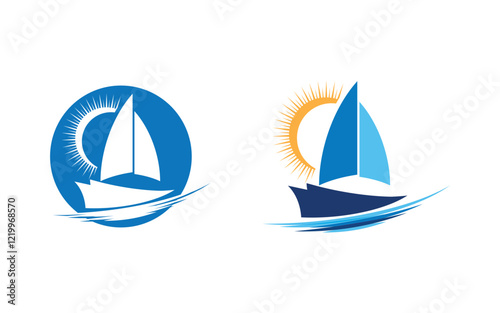 Cruise ship Logo Template vector icon illustration design