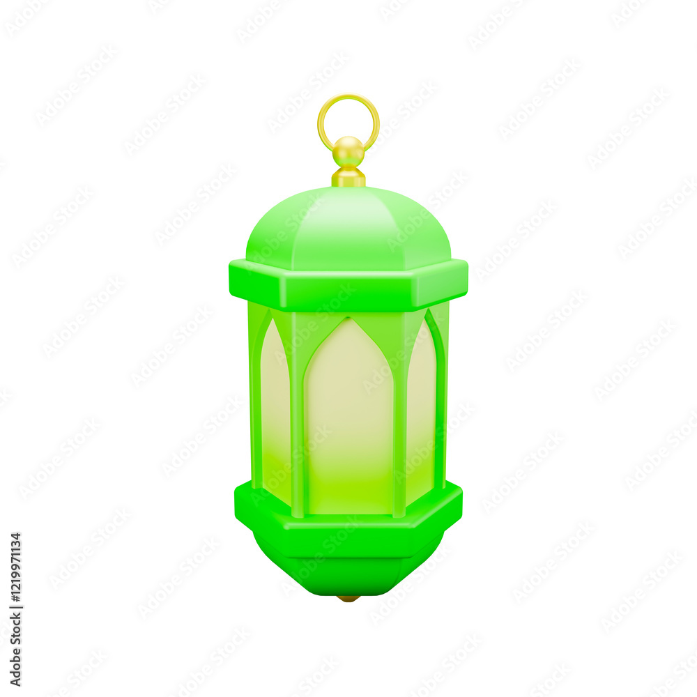 3d rendering icon illustration green islamic lantern with angle 1 3d rendering icon illustration green islamic lantern with angle 1