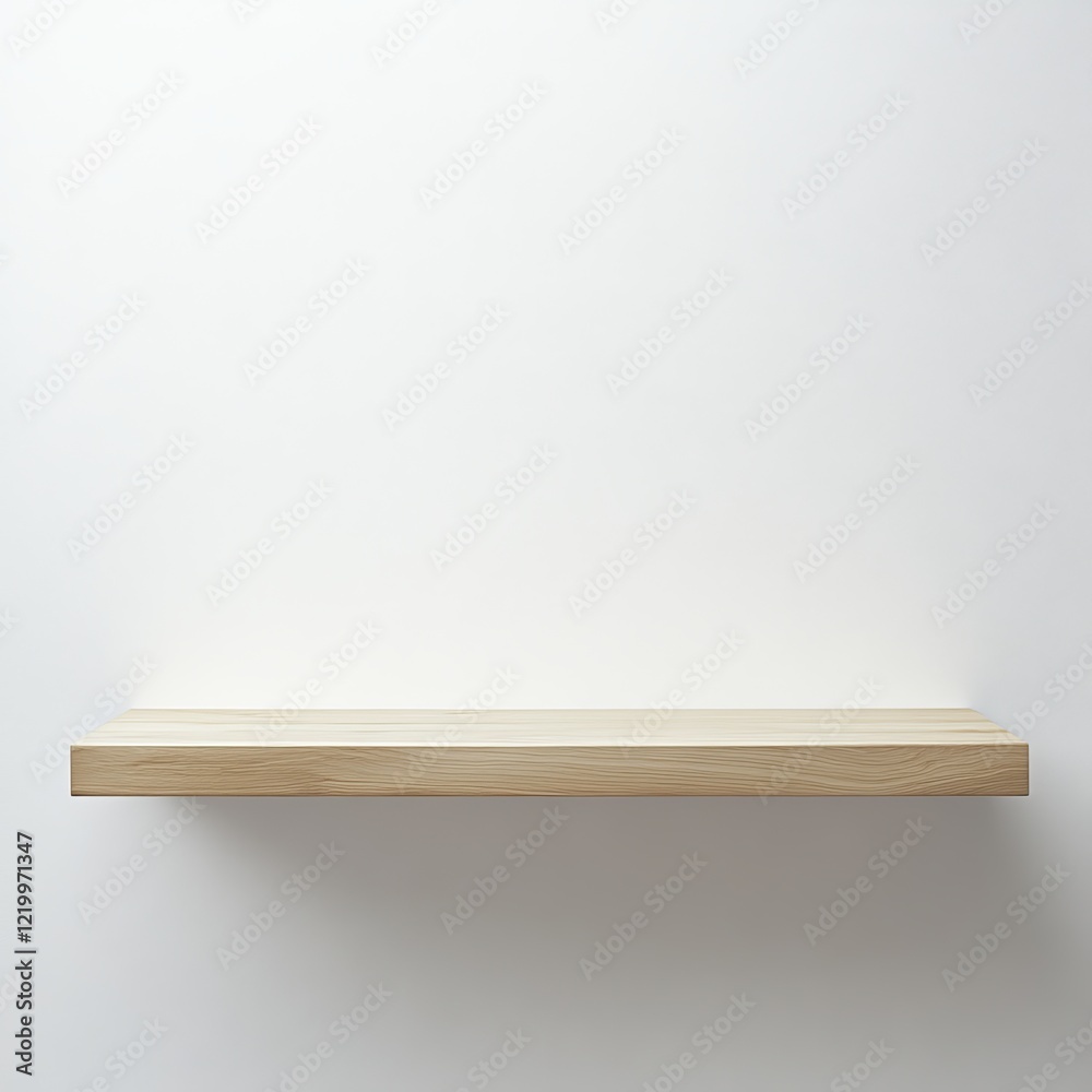 Empty light wooden shelf on white wall. (5) Empty light wooden shelf on white wall. (5)