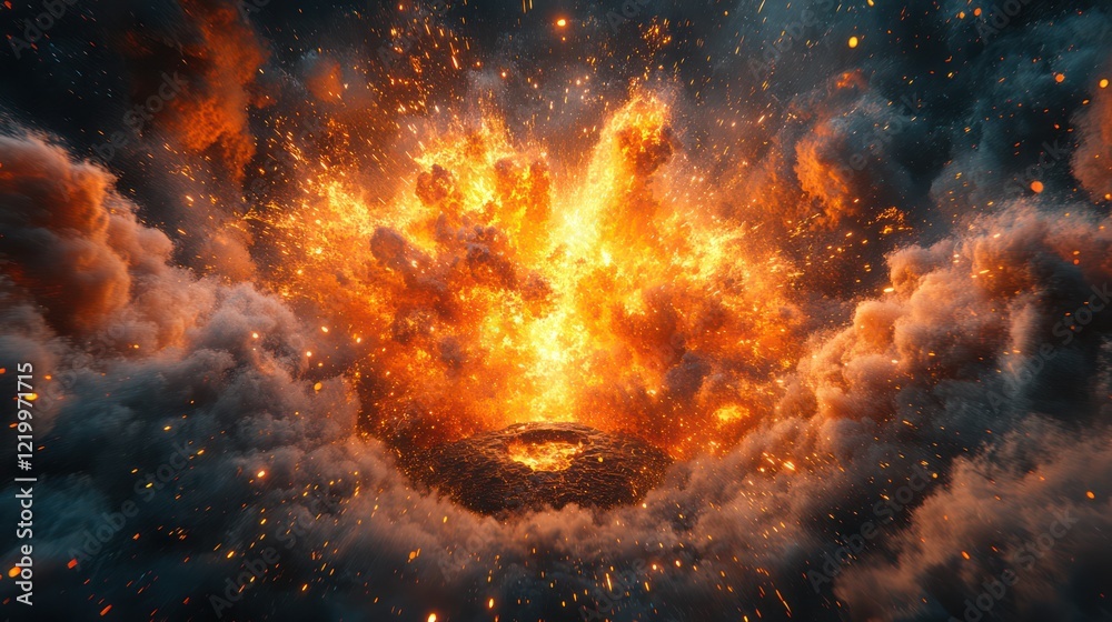 Fiery Cosmic Explosion: A Digital Masterpiece Fiery Cosmic Explosion: A Digital Masterpiece