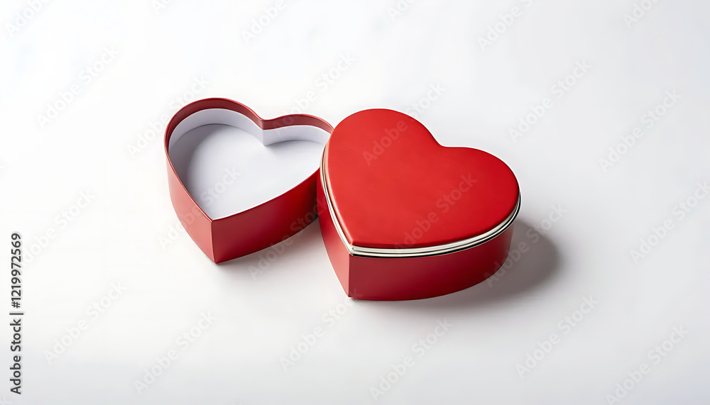 Fototapeta premium Red Heart Shaped Gift Box Open for Valentines Day
