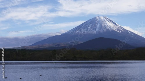 富士山と精進湖の風景動画