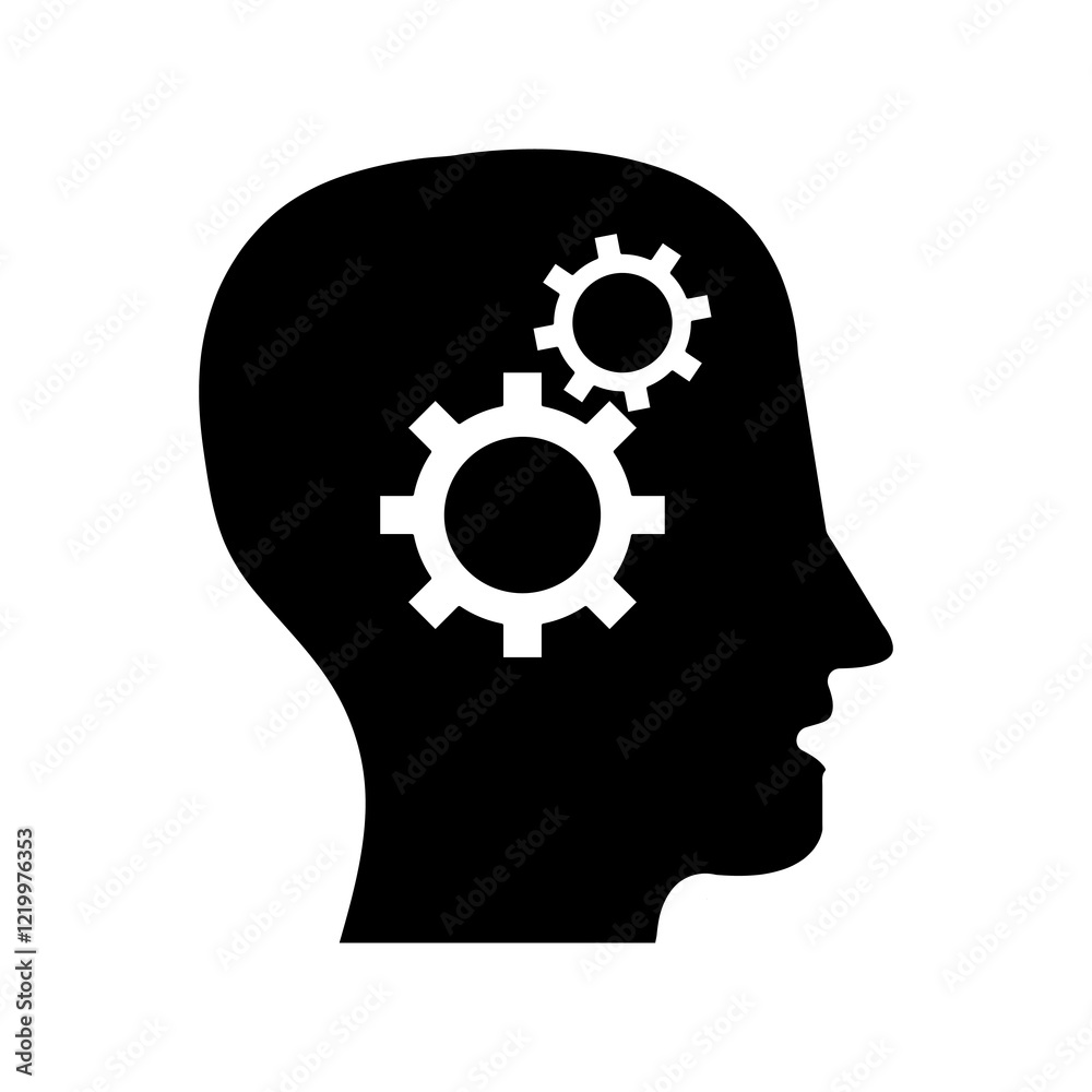 Head, gear, solution idea icon.vector simple flat black trendy style illustration for web and app..eps Head, gear, solution idea icon.vector simple flat black trendy style illustration for web and app..eps