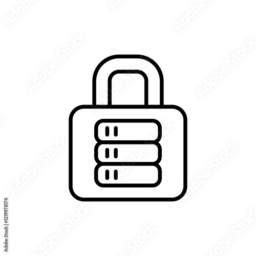 Database security outline icons, minimalist vector illustration ,simple transparent graphic element .Isolated on white background