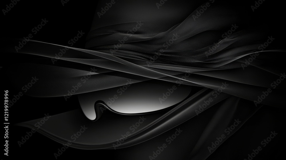 Obraz premium Abstract Black Drape Concealing Mysterious Object