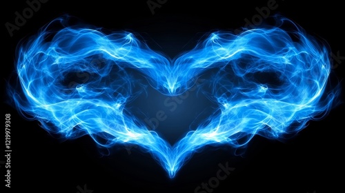 Abstract Blue Energy Heart Flame Design