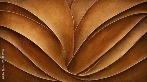 Abstract Brown Curving Wood Panel Design