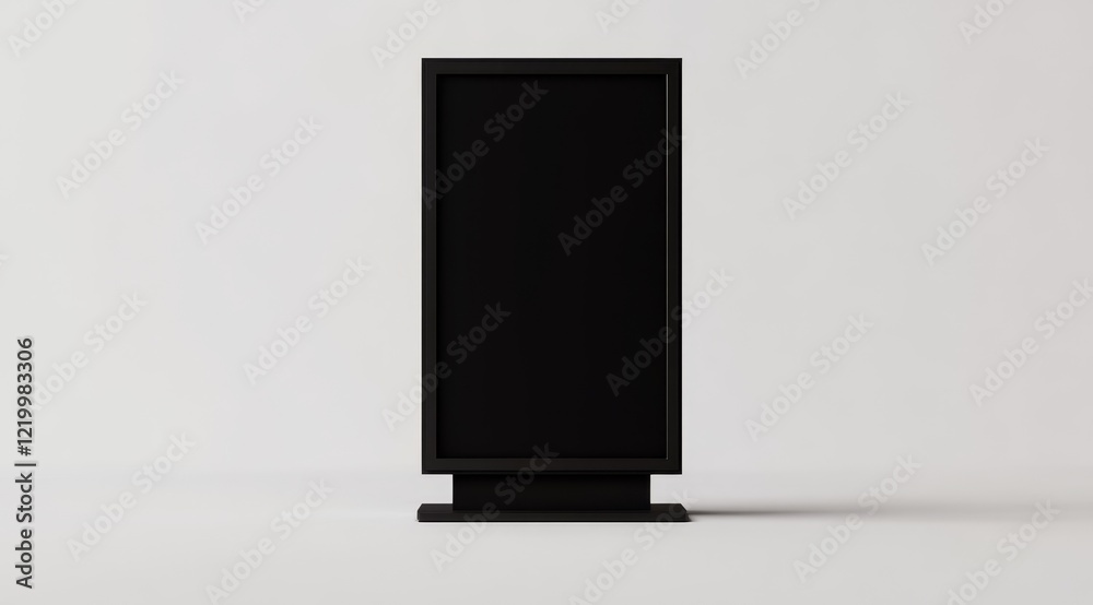 Black vertical freestanding digital display mockup. Black vertical freestanding digital display mockup.