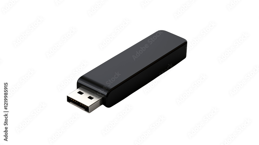 Sleek Black USB Flash Drive Mockup on a transparent background Sleek Black USB Flash Drive Mockup on a transparent background