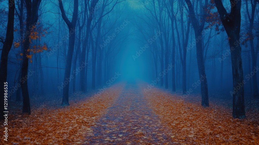 Fototapeta premium Enchanted Forest: Hyper-Realistic Scene with Mystical Fog and Ethereal Glow