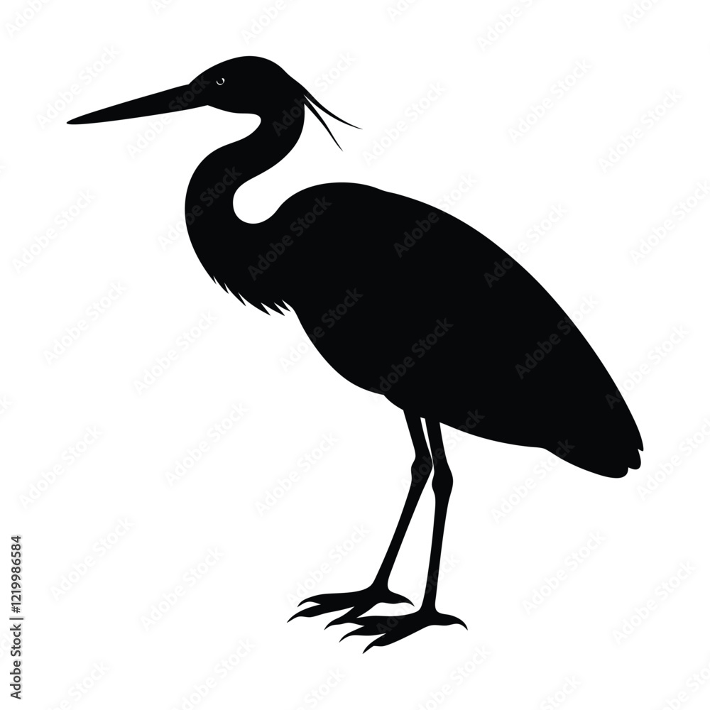 Fototapeta premium egret birds silhouette vector on white background.
