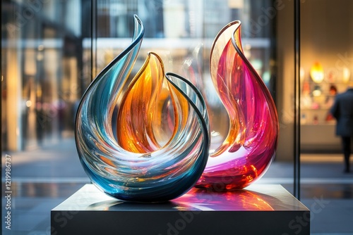 Ethereal Illumination: Serene Beauty of Abstract Glass Sculptures Under Soft Light photo