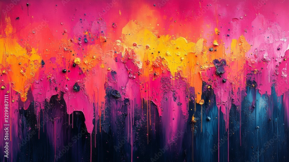 Fototapeta premium Colorful Abstract Paint Splatter on Canvas Creating Vibrant Artistic Expression