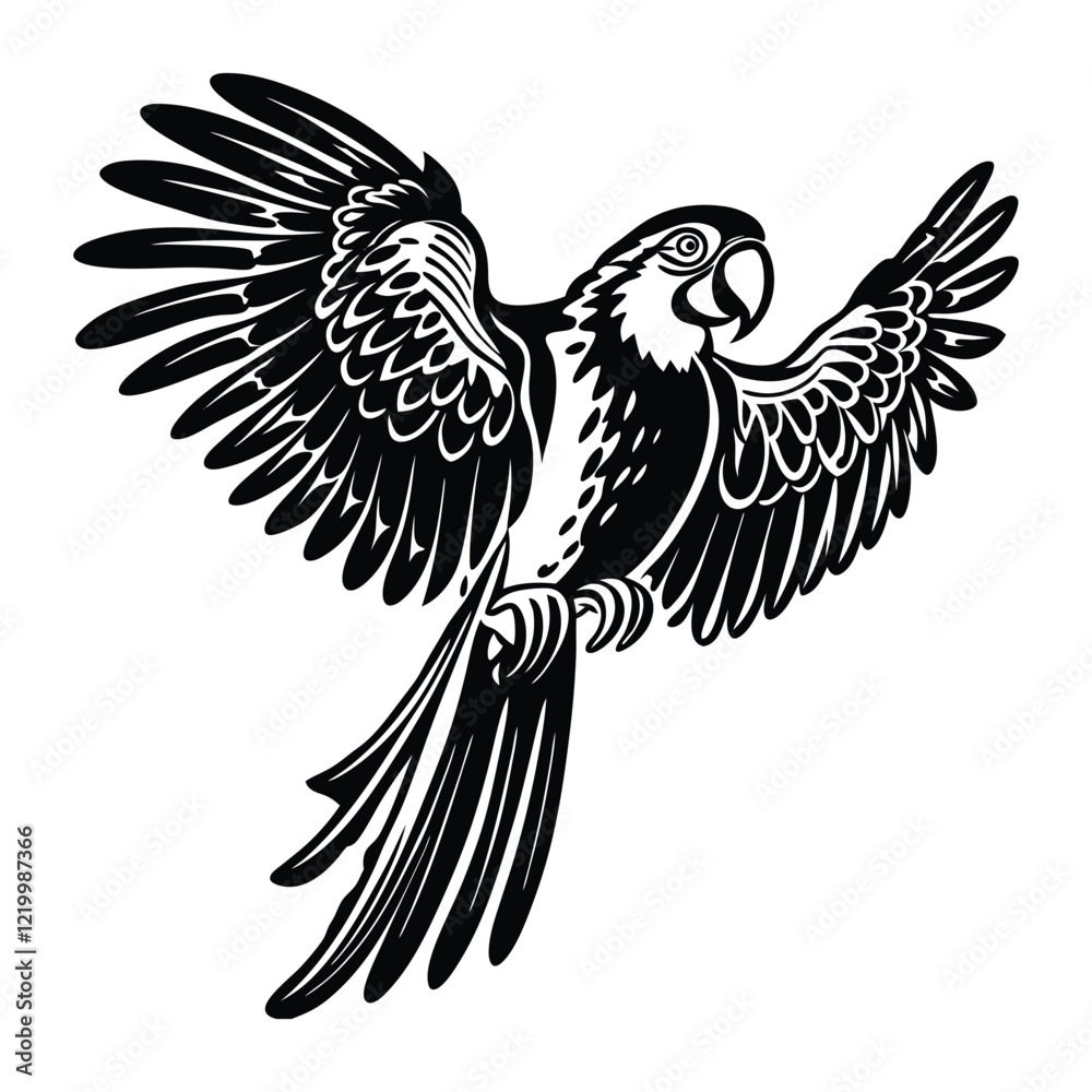 Obraz premium parrot silhouette vector design with white background.