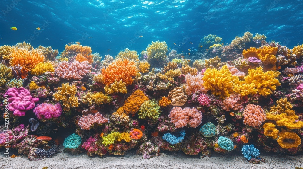 Obraz premium Tranquil Underwater Oasis: Colorful Coral Reef Isometric View with Smooth Gradients