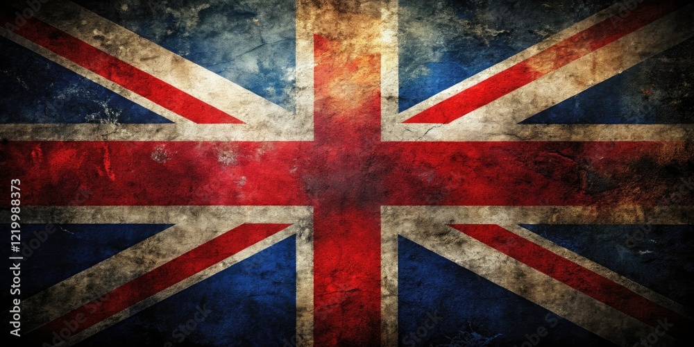 Fototapeta premium Grunge UK Flag Silhouette Photography: Dark, Moody British Flag Silhouette Image