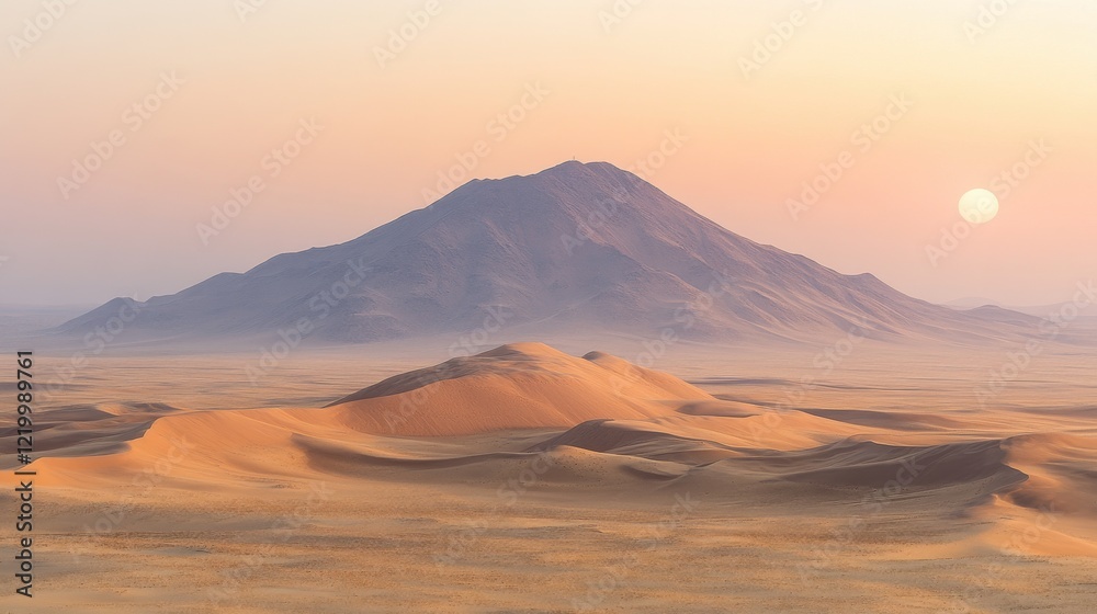 Sunset Serenity: Abstract Art of Vivid Sand Dunes in Desert Landscape
