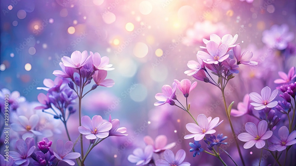 Fototapeta premium Abstract Purple Spring Flower Background, Spring Floral Design, Purple Flowers Wallpaper, Pastel Spring Background