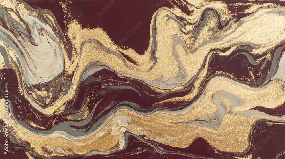 Abstract Gold Marble Swirl Painting Burgundy Gray Abstract Gold Marble Swirl Painting Burgundy Gray