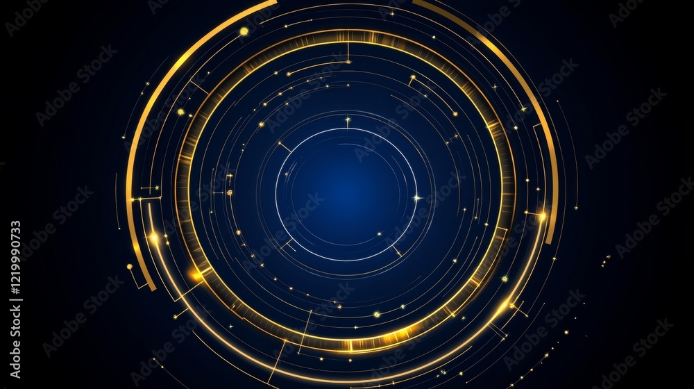 Naklejka premium Abstract Golden Circular Technology Design
