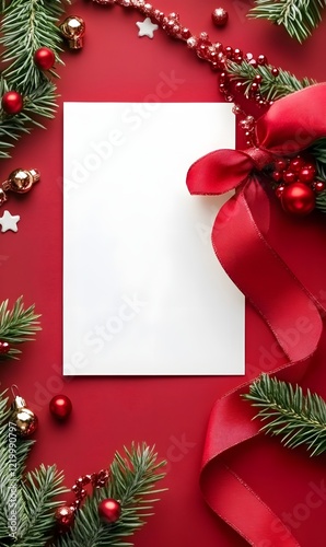 ribbon bow with white card note chirstmas celebration , generation AI 