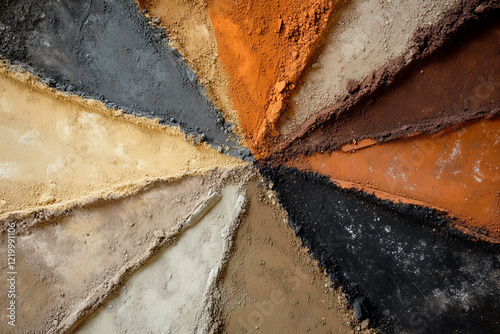 A compilation of type of soil with different type of colors earthly dust