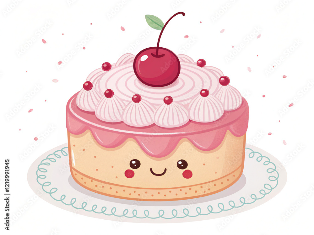 cake with cherry. cake, birthday, cupcake, sweet, food, vector, dessert, cream, celebration, cherry, illustration, chocolate, pink, bakery, wedding, card, love, delicious, party, design, decoration, p cake with cherry. cake, birthday, cupcake, sweet, food, vector, dessert, cream, celebration, cherry, illustration, chocolate, pink, bakery, wedding, card, love, delicious, party, design, decoration, p