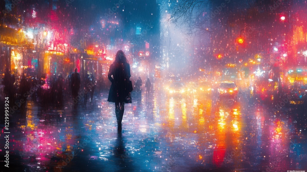 Neon Dreams: Futuristic Cityscape with Abstract Art and Dramatic Shadows Neon Dreams: Futuristic Cityscape with Abstract Art and Dramatic Shadows