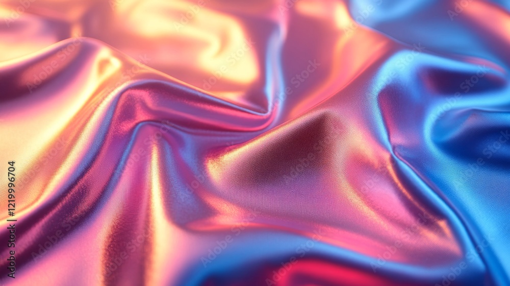 Obraz premium Shimmering Holographic Rainbow Foil with Rippled Surface Captivating Visual Display for Artistic Creativity and Futuristic Aesthetics