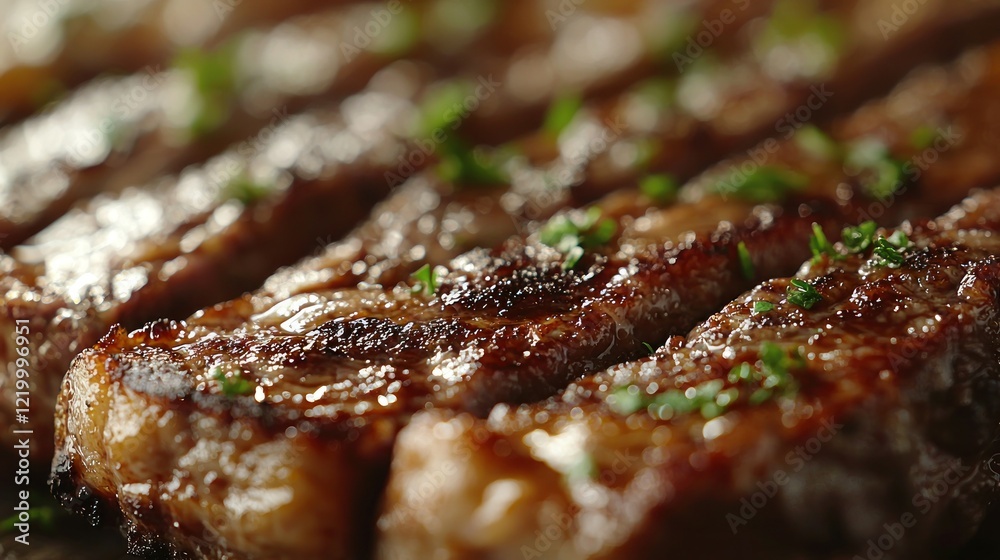 Grilled beef skewers, close-up, smoky kitchen, food blog Grilled beef skewers, close-up, smoky kitchen, food blog