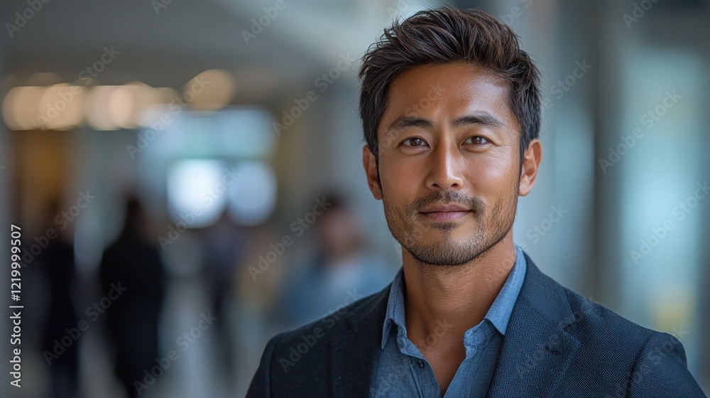 Portrait of a Confident Asian Man in a Modern Setting Portrait of a Confident Asian Man in a Modern Setting