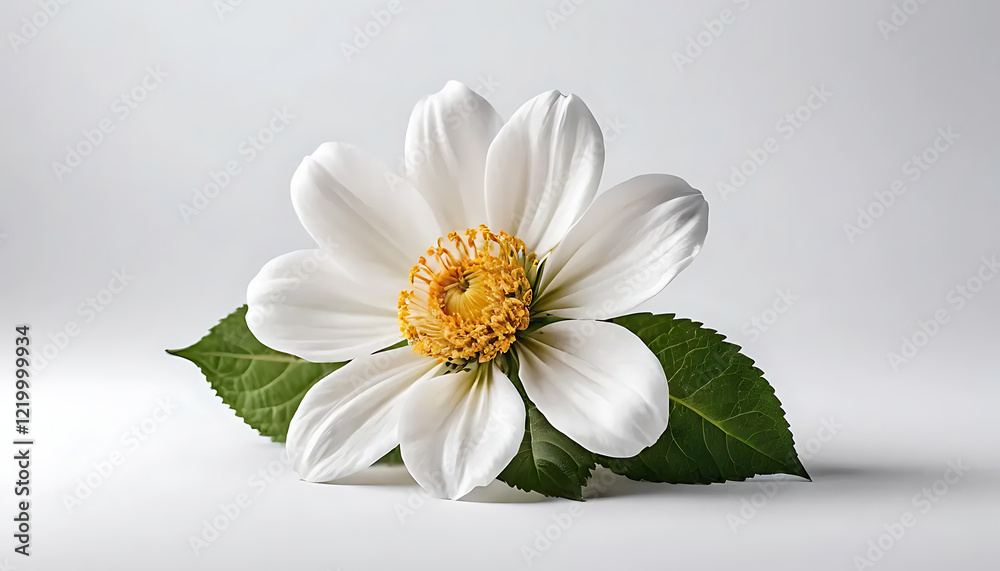 Obraz premium Elegant White Flower with Yellow Center Close Up