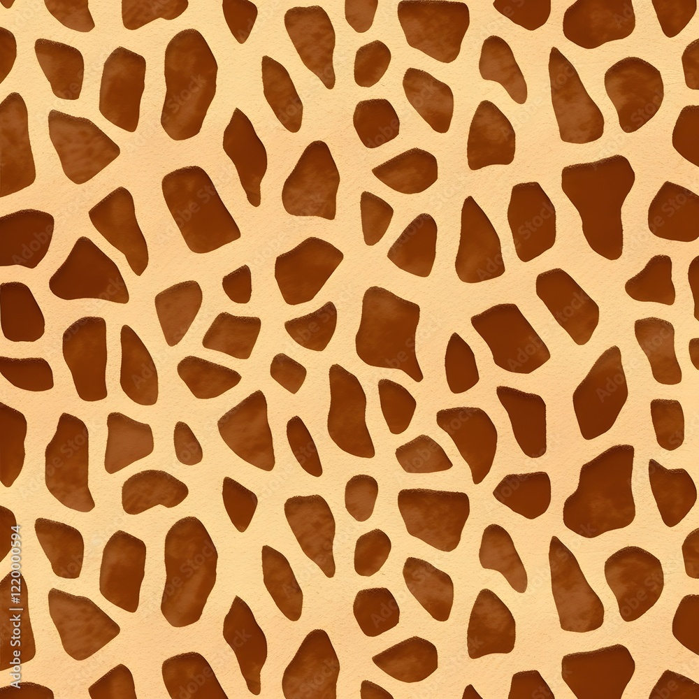 Repeating Giraffe Pattern: Brown and Beige Irregular Shapes Repeating Giraffe Pattern: Brown and Beige Irregular Shapes