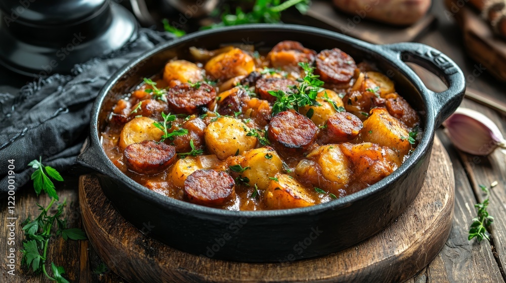 Traditional Dutch stamppot with sausage. Featuring a hearty and comforting dish. Highlighting the texture and flavors of the stamppot. Ideal for food and cultural themes. Traditional Dutch stamppot with sausage. Featuring a hearty and comforting dish. Highlighting the texture and flavors of the stamppot. Ideal for food and cultural themes.