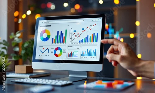 Person analyzing financial data charts on a computer screen.