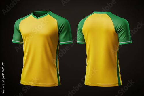 yellow and green jersey template for team clubs, jersey sport, front and back, Tshirt mockup sports jersey template design for football soccer, racing, gaming, sports jersey photo