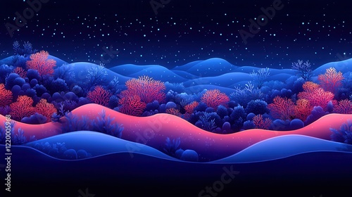 Serene Coral Reef: Minimalist Underwater Ecosystem with Smooth Gradients